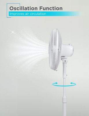 Image showing  16-Inch Pedestal Fan, Standing Fan with 3 Speed Settings, White