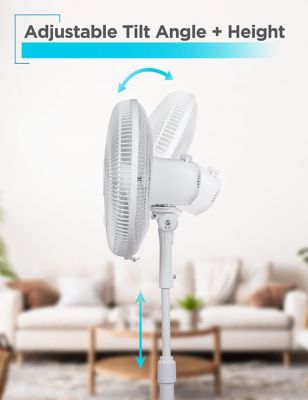 Image showing  16-Inch Pedestal Fan, Standing Fan with 3 Speed Settings, White