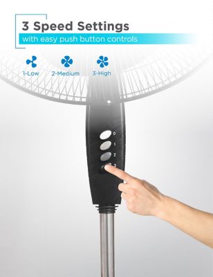 Image showing 3 th Black & Decker 18-Inch Pedestal Fan, Standing Fan with 3 Speed Settings, Black