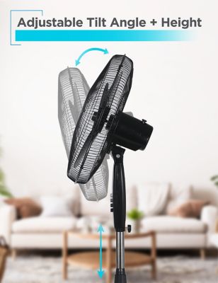 Image showing 4 th Black & Decker 18-Inch Pedestal Fan, Standing Fan with 3 Speed Settings, Black