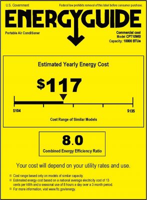 Image showing 7 th Commercial Cool 10,000 BTU SACC/CEC Portable Air Conditioner, 450 sq. ft., 14,000 BTU ASHRAE 128