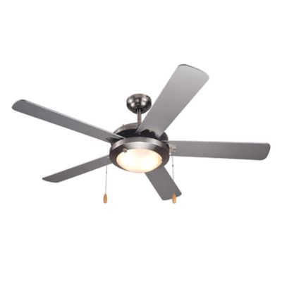 Commercial Cool 52 in. Modern Ceiling Fan with Lights, 5 Plywood Blades in Silver