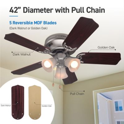 Image showing  42 in. Ceiling Fan 5-Blade With Pull Chain And Light Kit