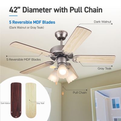 Image showing  42 in. Ceiling Fan 5-Blade With Pull Chain And Light Kit