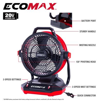 Image showing  20V 12 in. Misting Fan