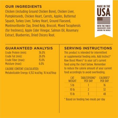 Image showing 6 th Instinct Raw Boost Mixers Chicken Freeze-Dried Raw Cat Food Topper, 6 oz.