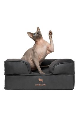 NOAH & PAW Orthopedic Sofa Pet Bed Composed of Egg Crate Memory Foam Infused with Cooling Gel, Leather