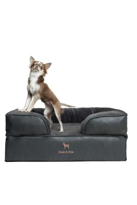 NOAH & PAW Orthopedic Sofa Pet Bed Composed of Egg Crate Memory Foam Infused with Cooling Gel, Leather