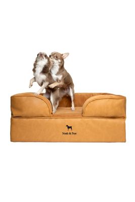 NOAH & PAW Orthopedic Sofa Pet Bed Composed of Egg Crate Memory Foam Infused with Cooling Gel, Leather