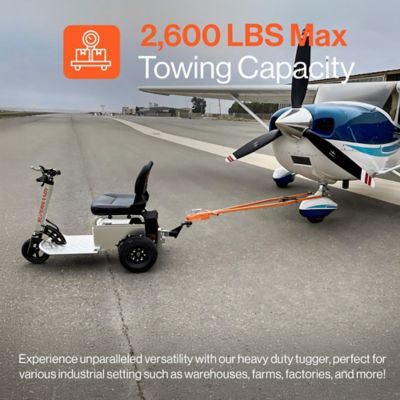 Image showing  Electric Tugger Cart Industrial Tow Tractor Riding Scooter - 1 Seater 2600 lbs Towing Cap, 350 lb. load cap