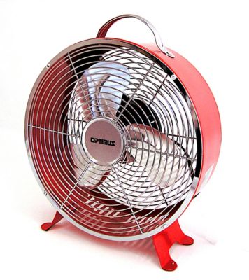 Optimus 10 in. Retro Design Drum Fan, Red