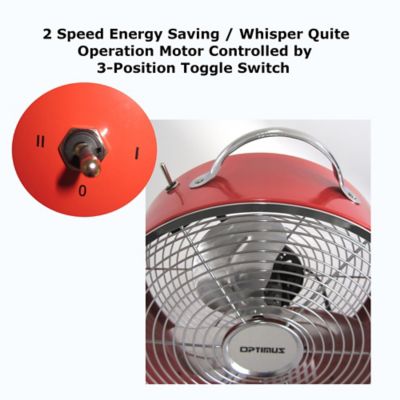 Image showing  10 in. Retro Design Drum Fan, Red