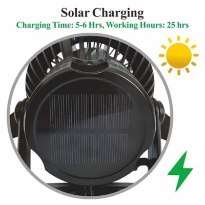 Image showing  4 in 1 Camping Fan with LED Light, Solar or USB charging
