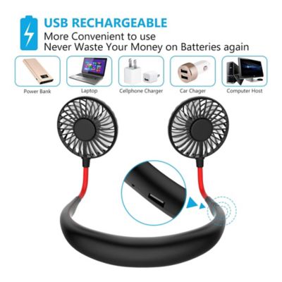 Image showing  Hands Free Rechargeable 3 in. Dual Neck Fan