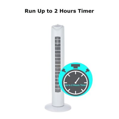 Image showing  32 in. Oscillating Tall Tower Fan with timer, White