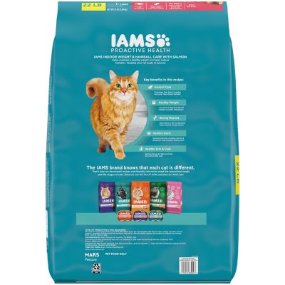 Image showing  Proactive Health Indoor Weight & Hairball Care Adult Dry Cat Food with Salmon, 22 lb. Bag