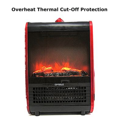 Image showing  Electric "Flame Effect" Mini Fireplace Heater, Red