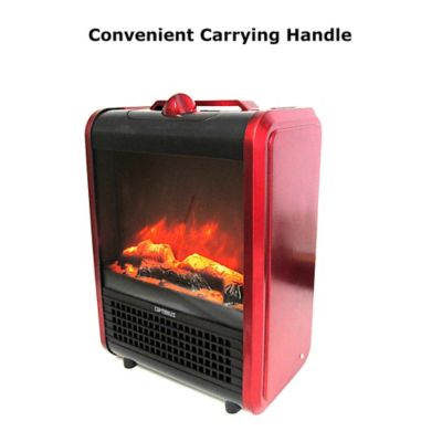 Image showing  Electric "Flame Effect" Mini Fireplace Heater, Red