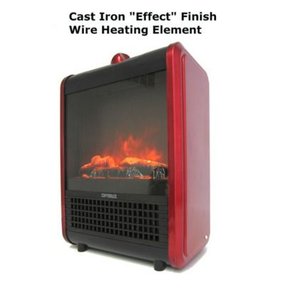 Image showing  Electric "Flame Effect" Mini Fireplace Heater, Red