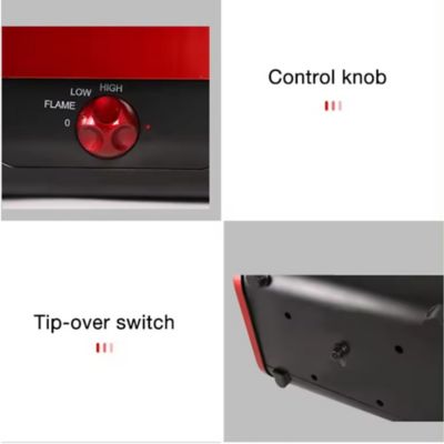 Image showing 5 th Optimus Electric "Flame Effect" Mini Fireplace Heater, Red