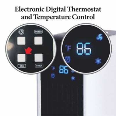 Image showing  17 in. Oscillating Tower Heater with Remote, Digi Temp Readout & Setting