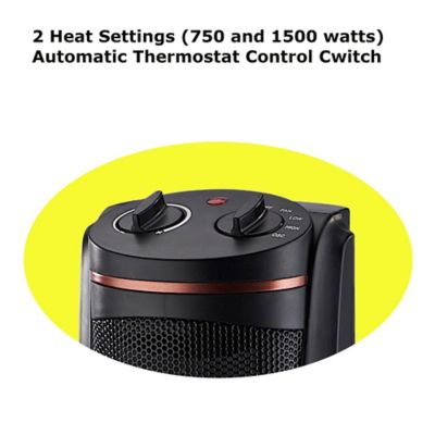 Image showing  18 in. Oscillating Tower Heater, Thermostat