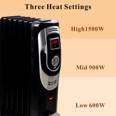 Image showing  Digital 7 Fins Oil Filled Radiator Heater with Timer