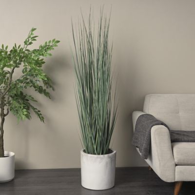 Harper & Willow Faux Foliage Tall Onion Grass Artificial Plant with Black Plastic Pot