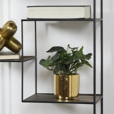 Harper & Willow Faux Foliage Pothos Artificial Plant with Realistic Leaves and Gold Porcelain Pot