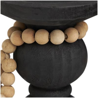 Image showing  Wood Handmade Bubble Inspired Matte Decorative Candle Holder with Beaded Garland Accent