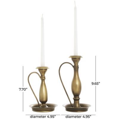 Image showing  Metal Antique Style Decorative Candle Holder with Candle Plates and Handles