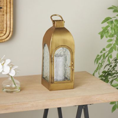 Harper & Willow Metal Arched Indoor Outdoor Candle Lantern with Top Handle