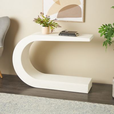 Harper & Willow Wooden C-Shaped Living Room Console Table