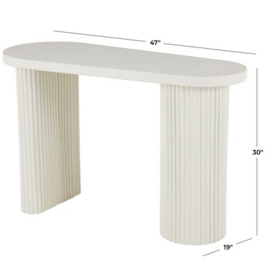 Image showing  Metal Handmade Oval Living Room Console Table with Ribbed Legs