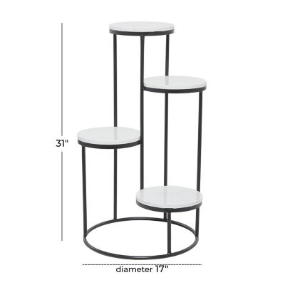 Image showing  Marble 4 Tier Indoor Plantstand with Black Base