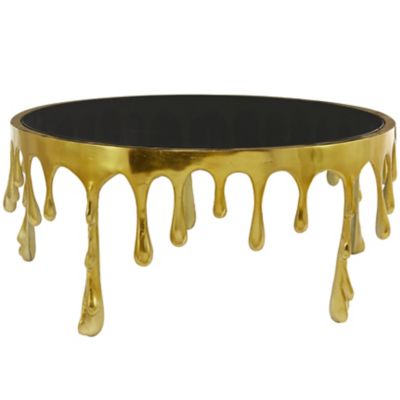 Image showing  Wood Handmade Round Living Room Coffee Table with Black Tabletop