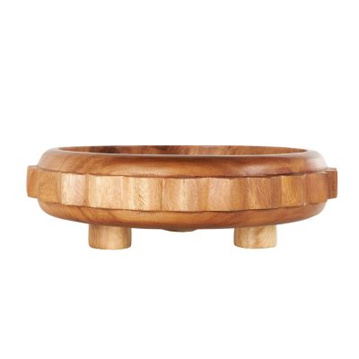 Image showing  Teak Wood Handmade Gear Decorative Bowl with Peg Leg