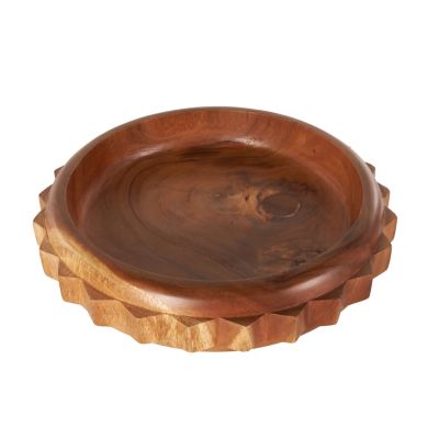Image showing  Teak Wood Handmade Gear Decorative Bowl with Peg Leg