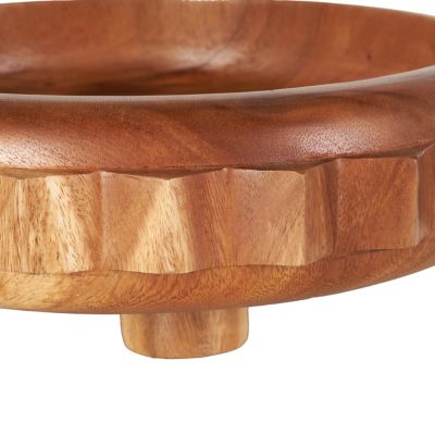 Image showing  Teak Wood Handmade Gear Decorative Bowl with Peg Leg