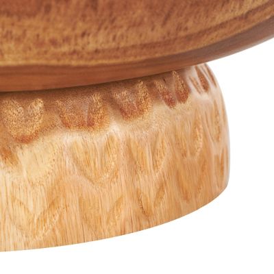 Image showing  Teak Wood Handmade Round Decorative Bowl with Elevated Base
