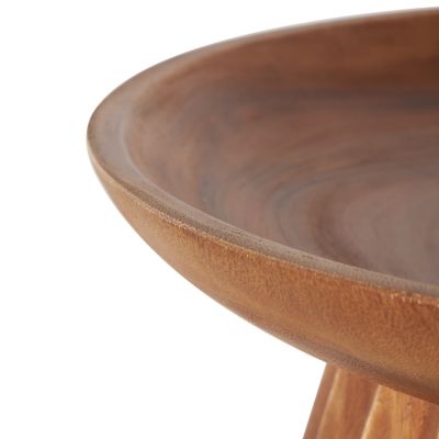 Image showing  Teak Wood Handmade Decorative Bowl with Concaved Elevated Base
