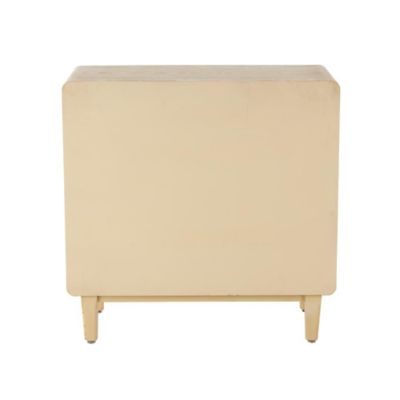 Image showing  Wooden Art Deco Inspired Carved Arch 2 Door Geometric Room Cabinet with Gold Ring Handles