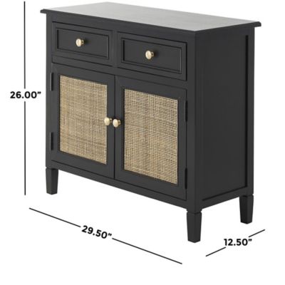 Image showing 6 th Harper & Willow Wood Handmade 2 Door and 2 Drawer Room Cabinet with Rattan Front