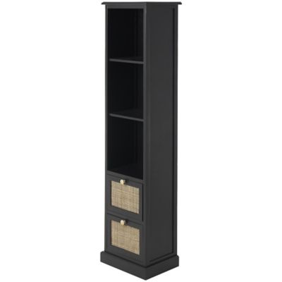 Image showing  Wood 2 Drawer and 3 Shelf Room Cabinet with Rattan Front