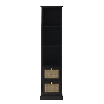 Image showing  Wood 2 Drawer and 3 Shelf Room Cabinet with Rattan Front