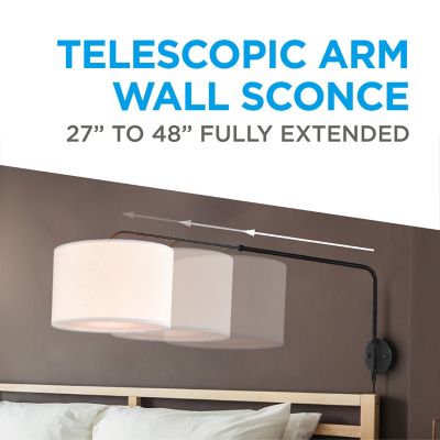 Image showing 5 th COBY Wall Mount Light With Extending Swing Arm, Wall Lamp With Matte Black Finish