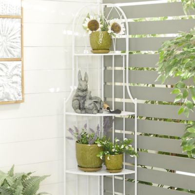 Harper & Willow Porcelain Ceramic Leaf Outdoor Planter with Attached Saucer