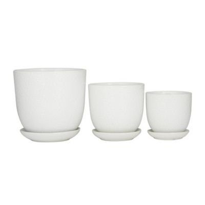 Image showing  Porcelain Ceramic Patterned Floral Outdoor Planter with Attached Saucer