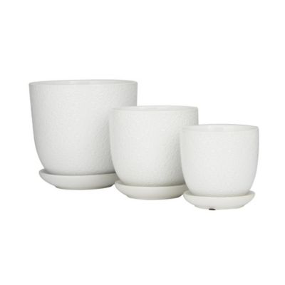 Image showing  Porcelain Ceramic Patterned Floral Outdoor Planter with Attached Saucer