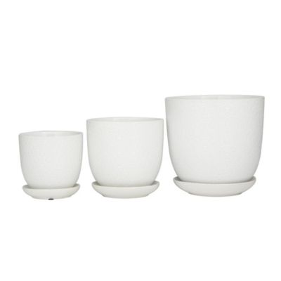Image showing  Porcelain Ceramic Patterned Floral Outdoor Planter with Attached Saucer